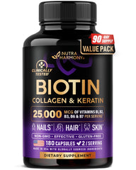 NUTRAHARMONY empaque frontal mostrando 180 cápsulas y beneficios