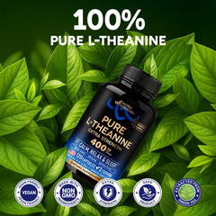 NUTRAHARMONY polvo de L-teanina mostrando pureza y textura