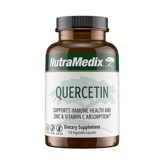 NutraMedix Quercetina 500 mg botella frente, apoyo antioxidante e inmune