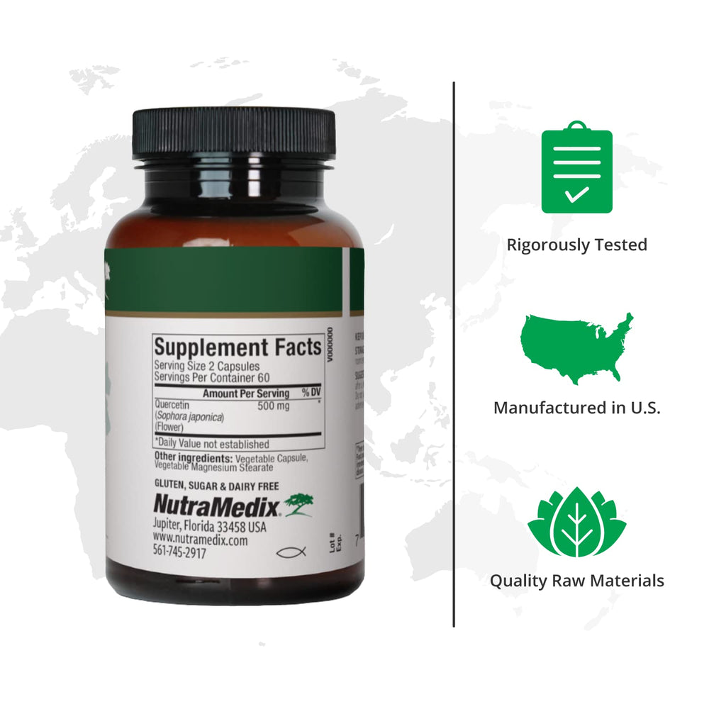 NutraMedix Quercetina 500 mg cápsulas detalle, fácil incorporación diaria