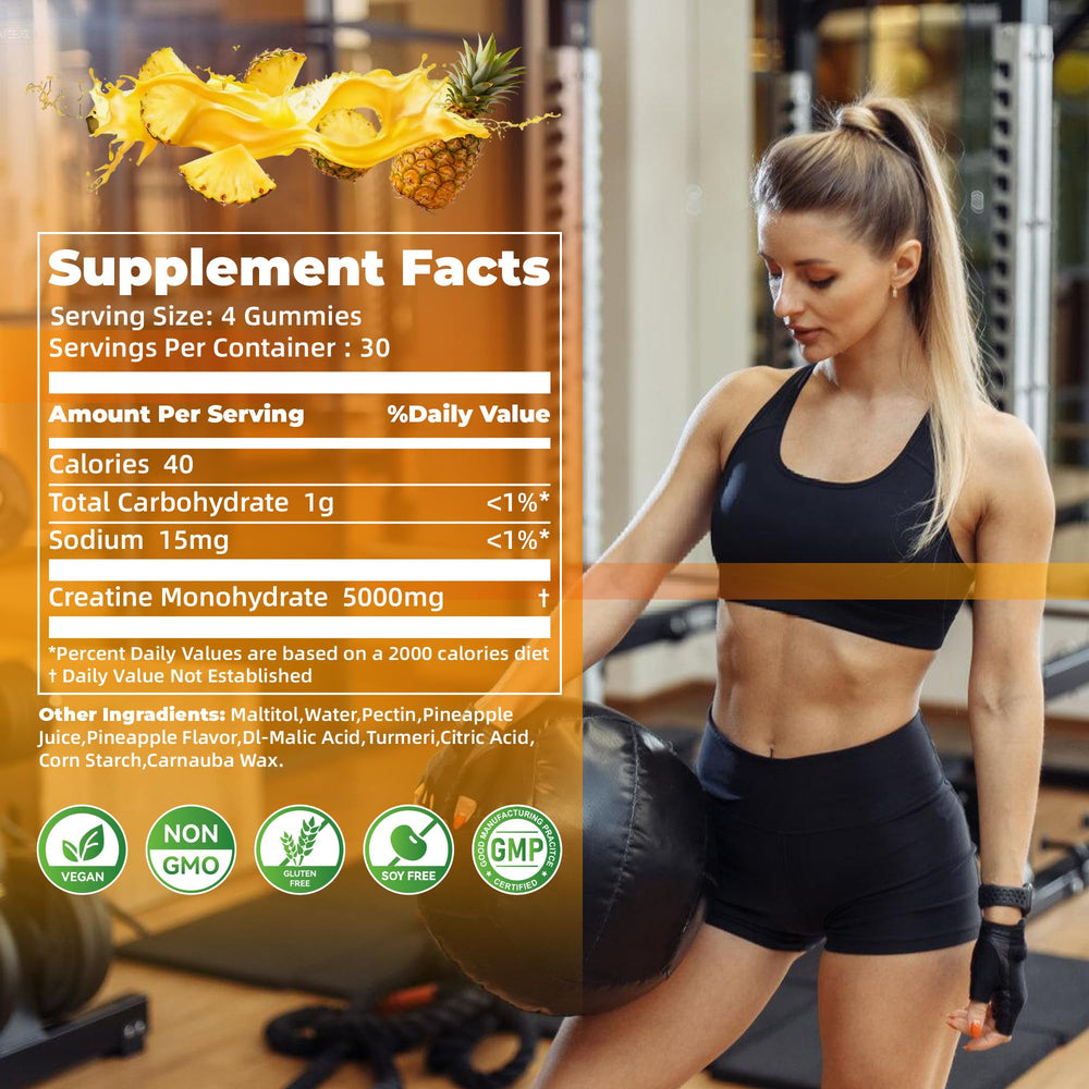 Gominolas con sabor piña Nutravita de creatina para entrenamiento