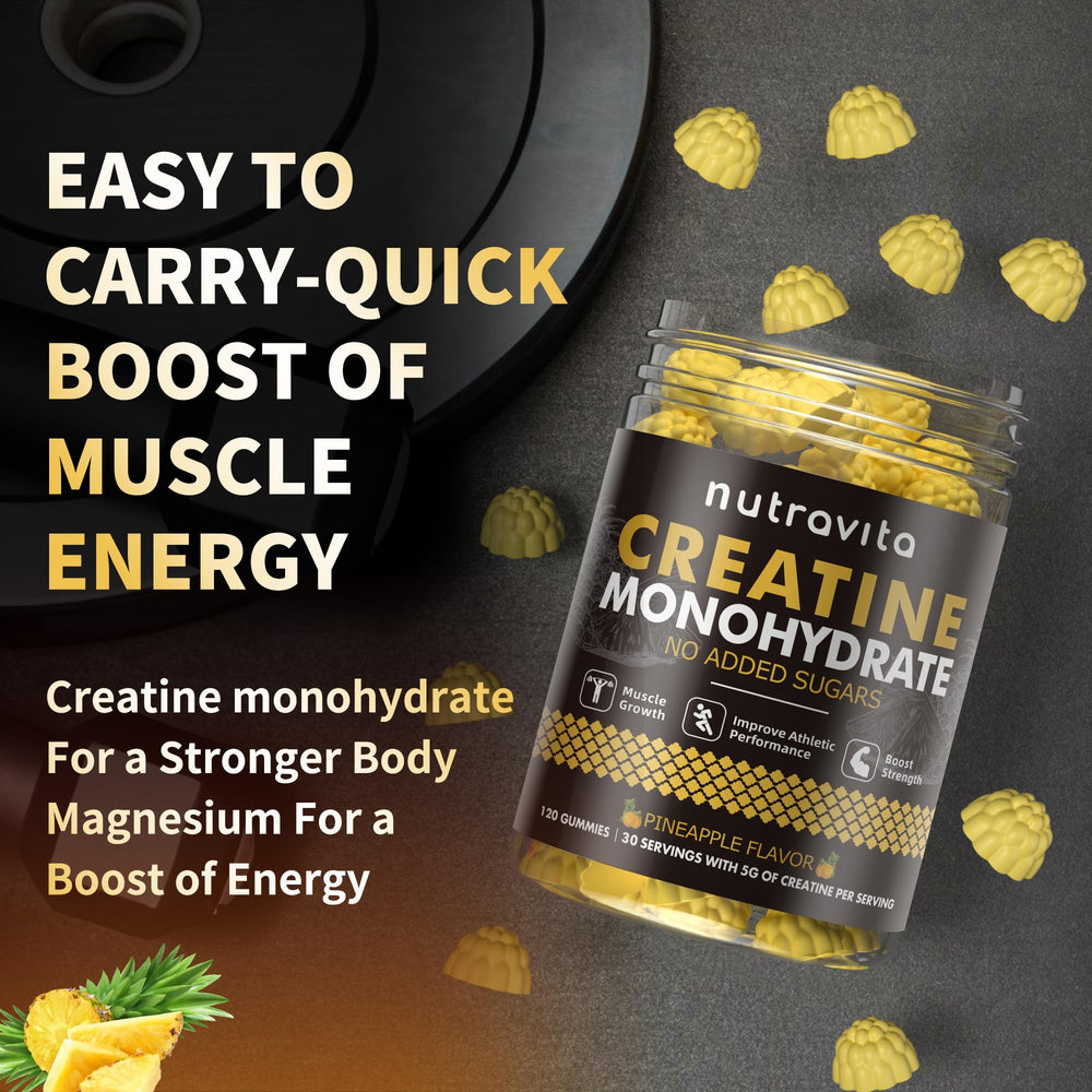 Gominolas Nutravita de creatina, sin azúcar, aptas para planes dietéticos