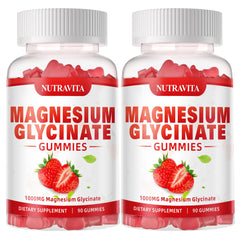 Gomitas Nutravita magnesio glicinato en envase, apoya el bienestar diario