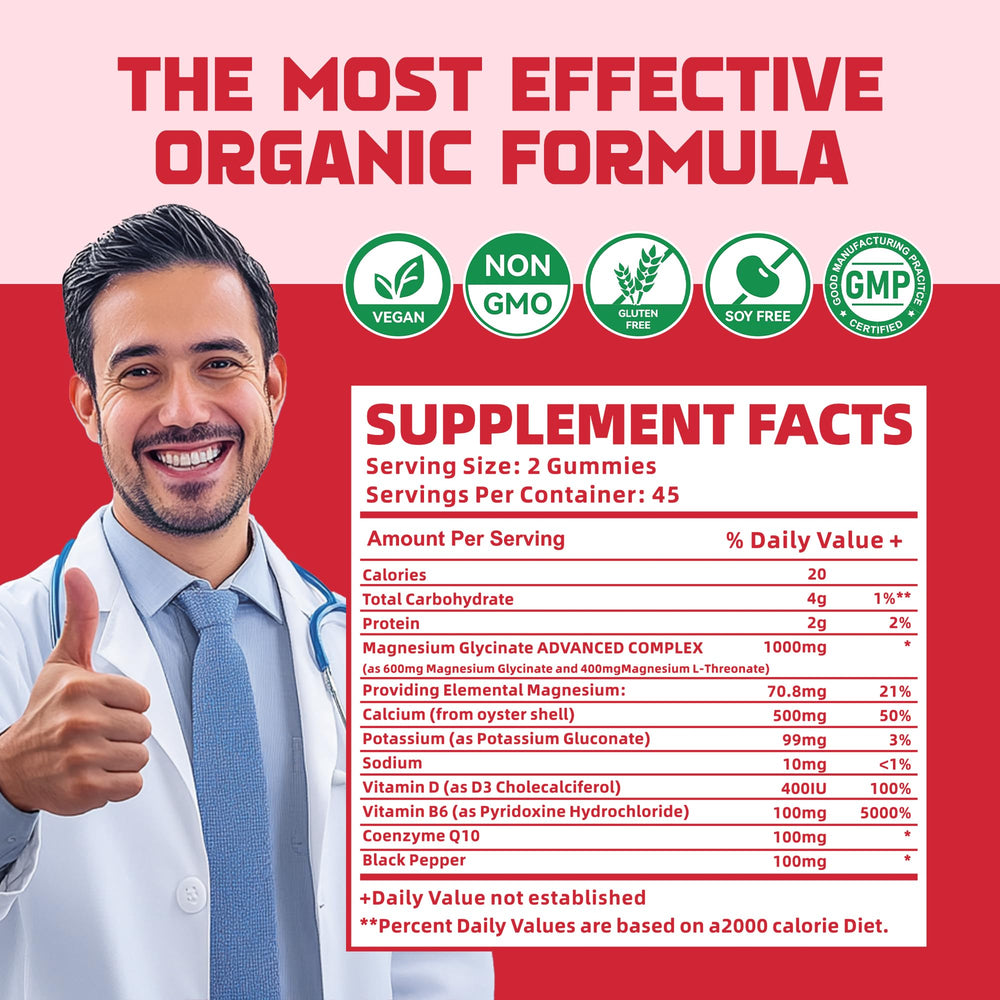 Detalle de ingredientes Nutravita: magnesio glicinato, vitamina D y B6, CoQ10