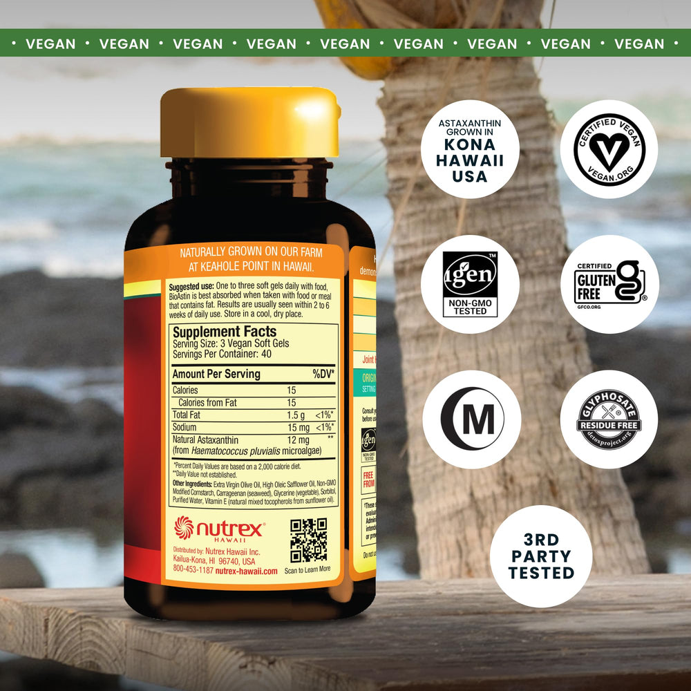 Nutrex Hawaii textura de la cápsula vegana, aspecto liso y fácil de tragar