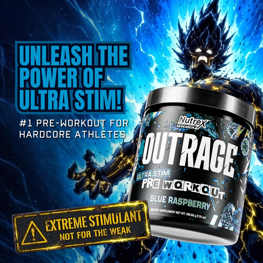 Nutrex Outrage polvo en primer plano con textura fina y fácil mezcla