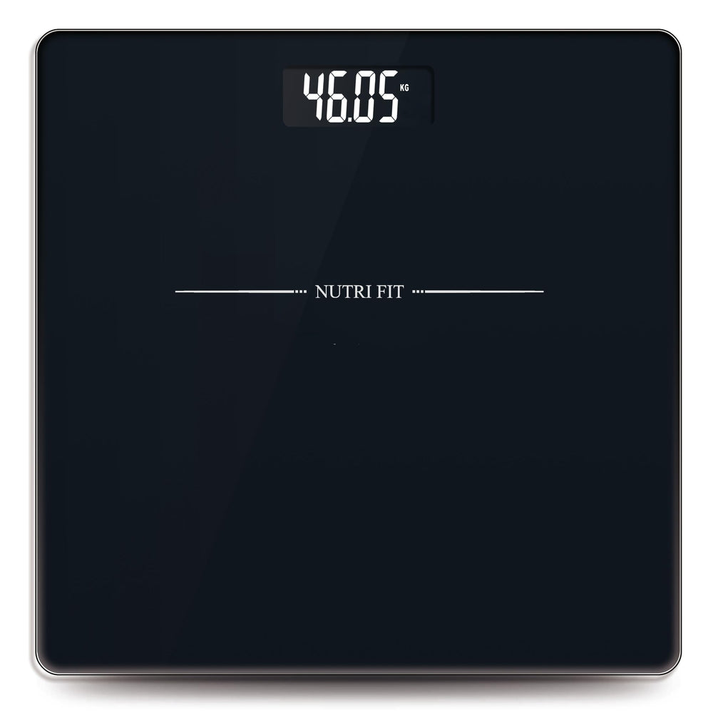 NUTRI FIT frontal de la báscula Jet Black mostrando diseño elegante y precisión