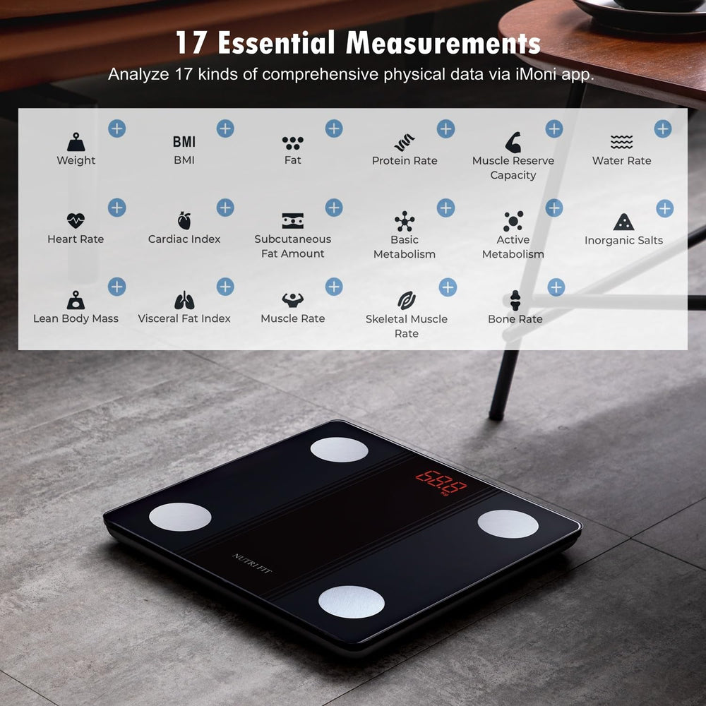 NUTRI FIT pantalla LED mostrando peso para lecturas rápidas y visibles