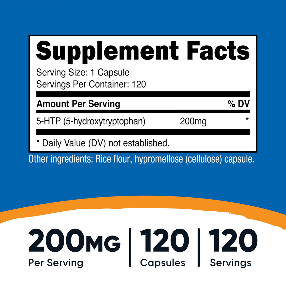 Nutricost 5-HTP capsules-closeup showing high potency per capsule