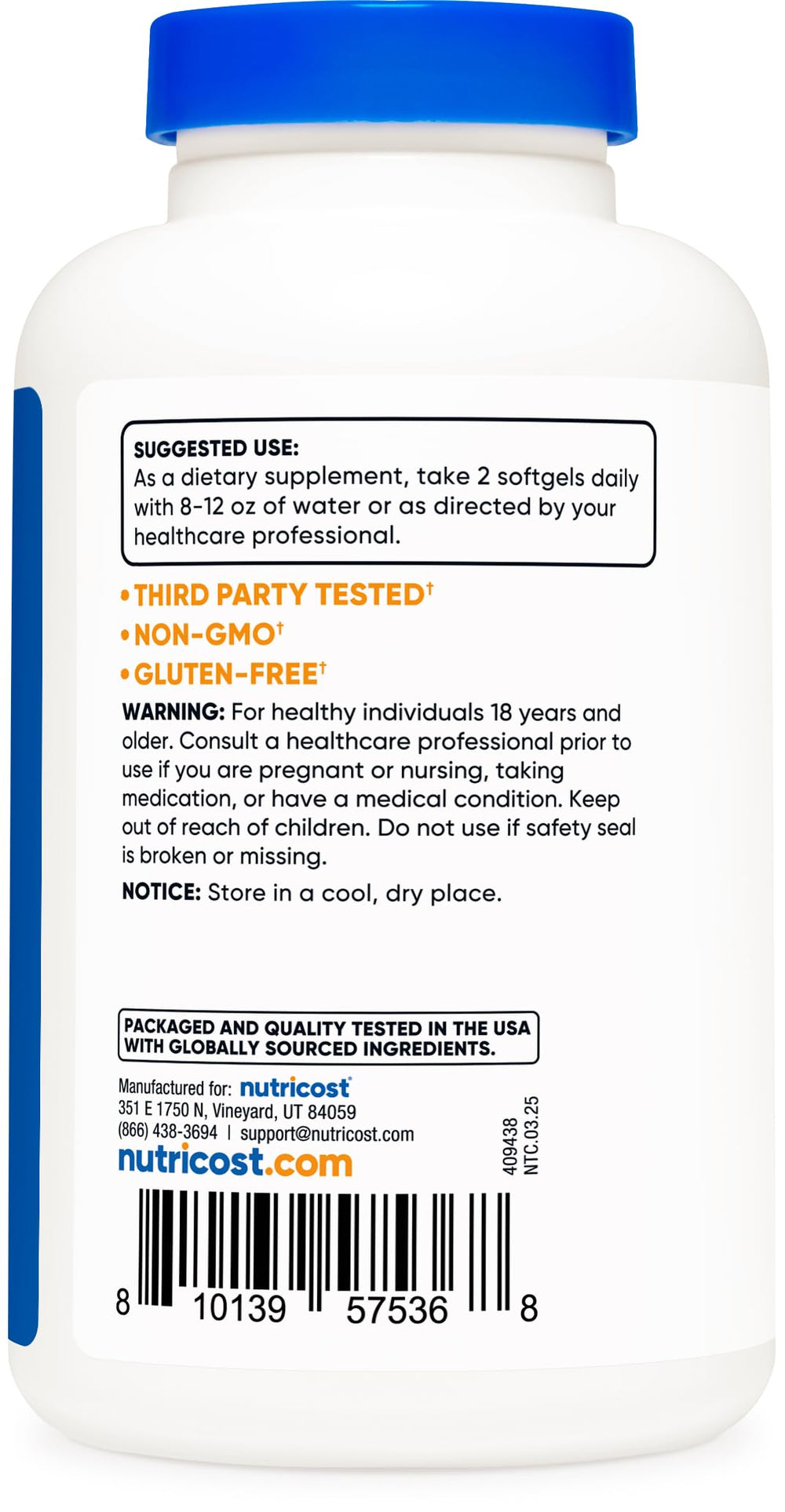 Nutricost Aceite de Oliva Extra Virgen, uso diario para hábitos simples.