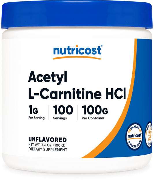 Nutricost Acetil L-Carnitina Alcar en bote de 100 g para energía diaria