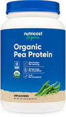 Nutricost empaque frontal mostrando proteína de guisante orgánica y total 2 lb