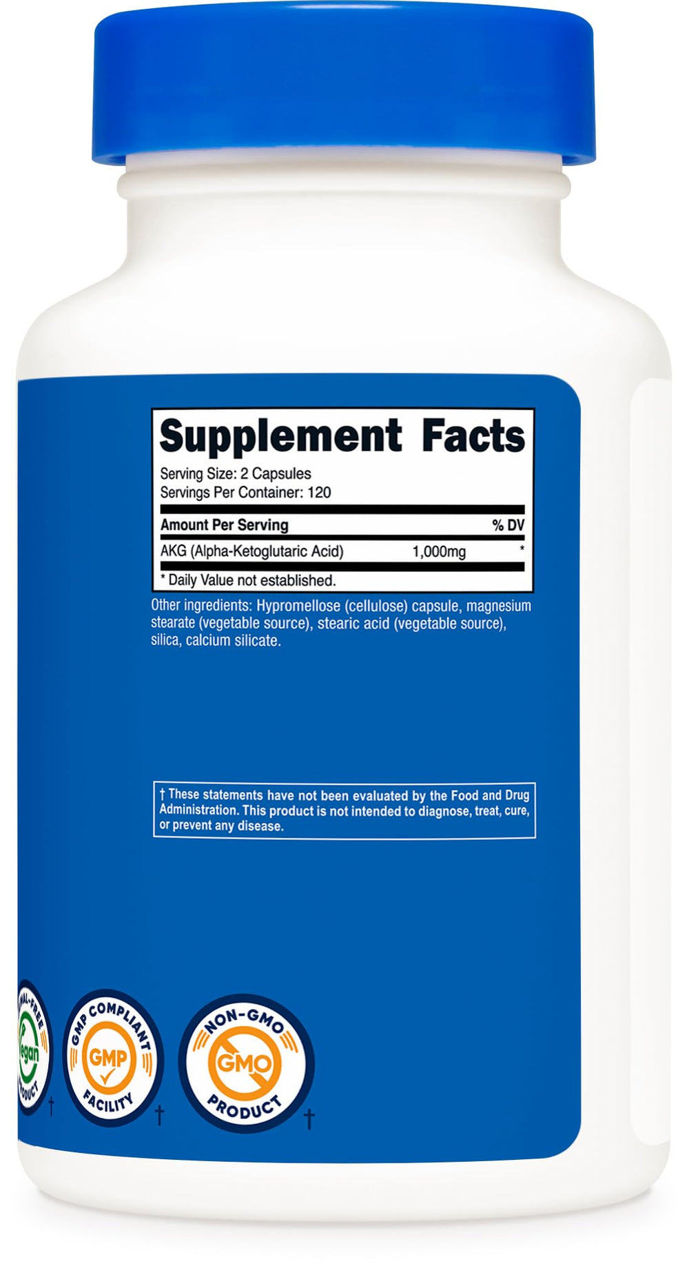 Nutricost AKG, empaque promocional, destaca calidad y seguridad del producto.