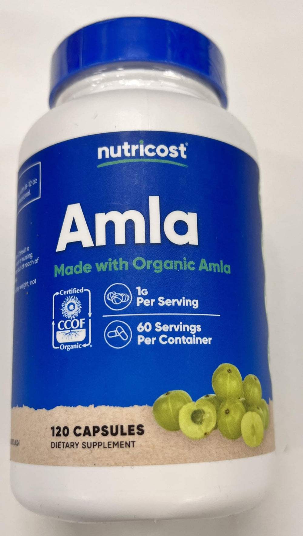 Frasco de 60 porciones Nutricost Amla, conveniente para la rutina diaria