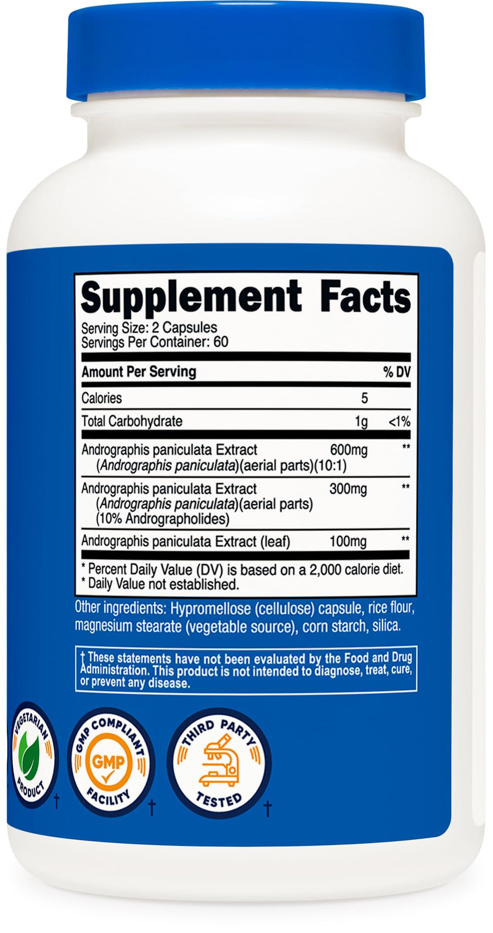 Nutricost label highlights non-GMO and gluten-free qualities