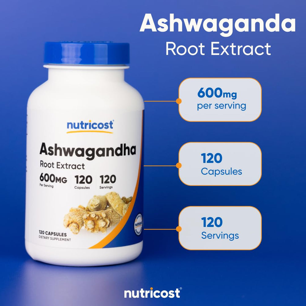 Nutricost primer plano del polvo de ashwagandha para transparencia