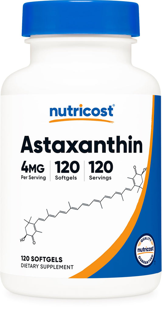 Nutricost Astaxanthin: botella mostrando el producto para uso diario