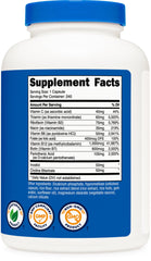 Nutricost etiqueta con lista de vitaminas y certificaciones visibles