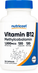 Nutricost frasco frontal mostrando 120 cápsulas y etiqueta clara