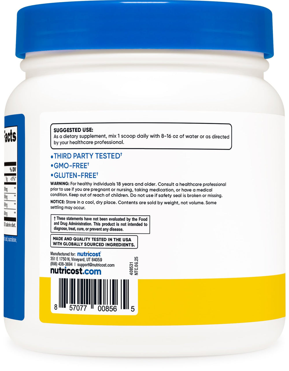 Nutricost BCAA polvo piña con certificación NSF para seguridad