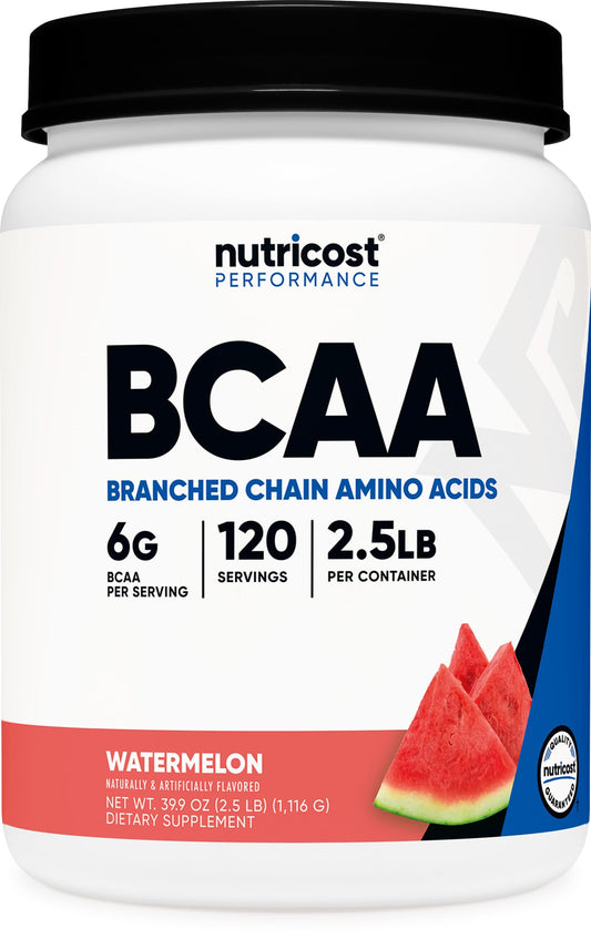 Polvo BCAA de Nutricost sabor sandía frente al envase