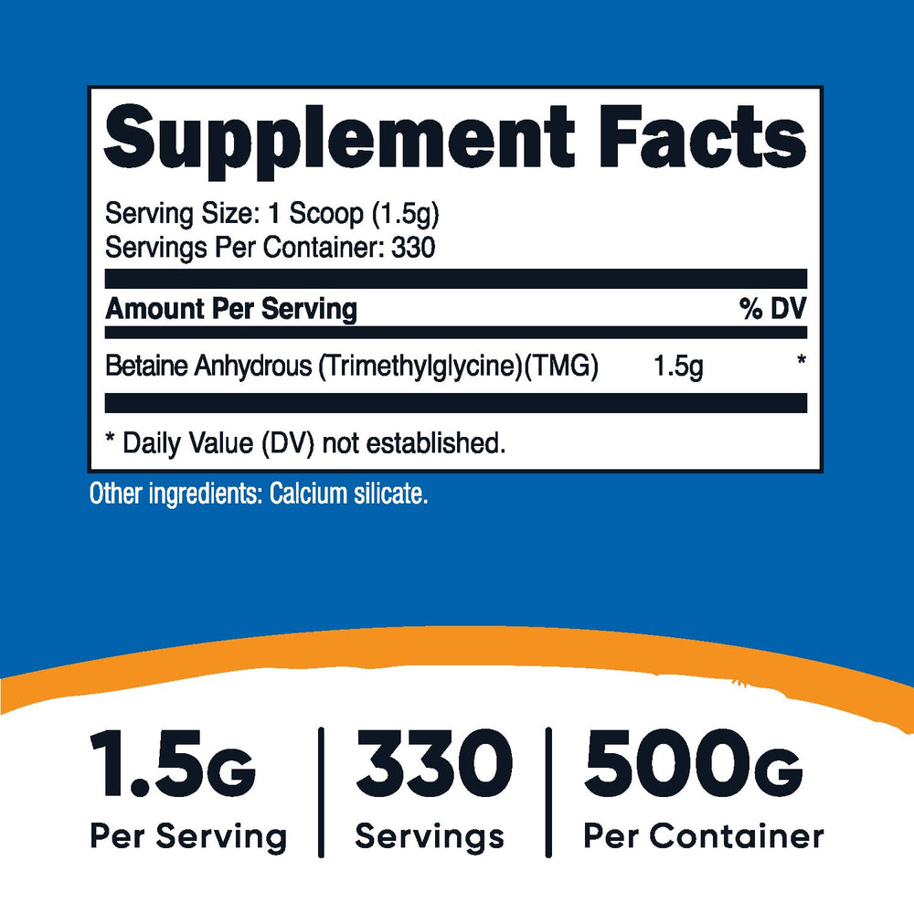 Nutricost Betaine Anhydrous TMG scoop-dispense showing convenient serving size.