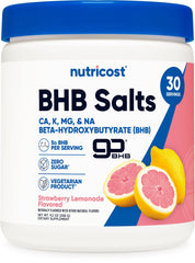Nutricost envase frontal con sabor fresa-limonada mostrando presentación y beneficios