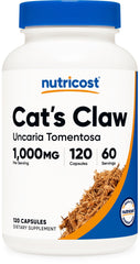 Nutricost Cat's Claw vista frontal con envase y etiqueta clara