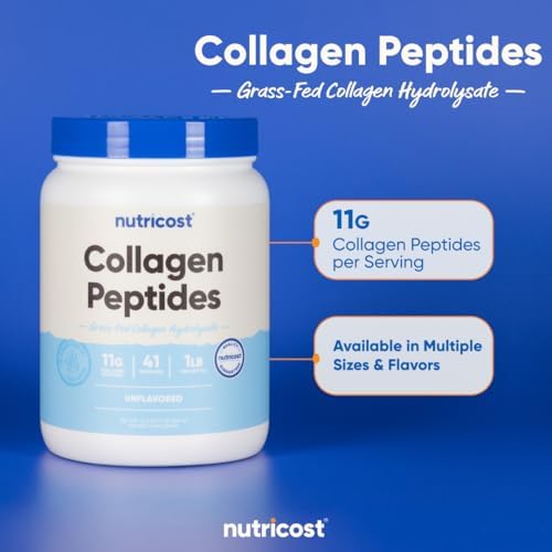 Nutricost colágeno etiqueta nutricional con tipos I y III y sin gluten