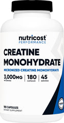 Nutricost frasco frontal mostrando 180 cápsulas y seguridad