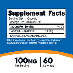 Nutricost detalle de etiqueta con 100 mg por cápsula y transparencia informativa