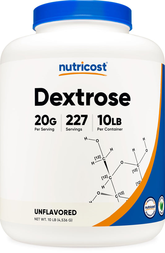 Nutricost bote frontal mostrando 10 LBS y pureza