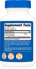 Nutricost etiqueta detallada mostrando información de 500 mg y certificaciones de calidad