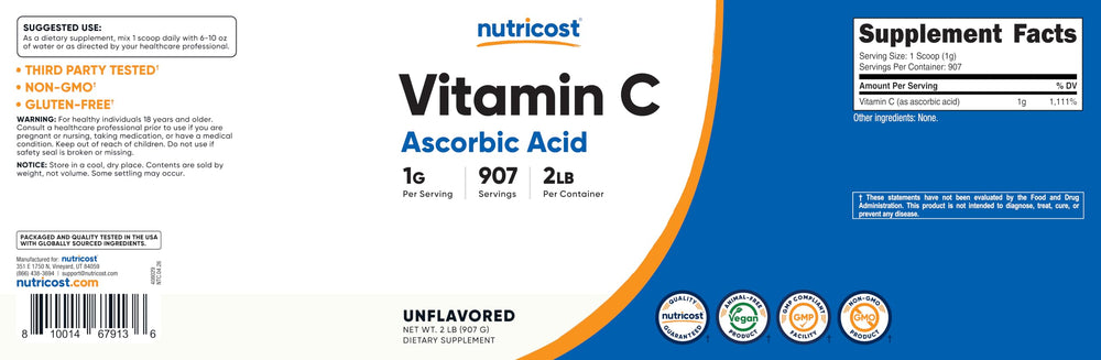 Nutricost etiqueta informativa destacando certificaciones y trazabilidad