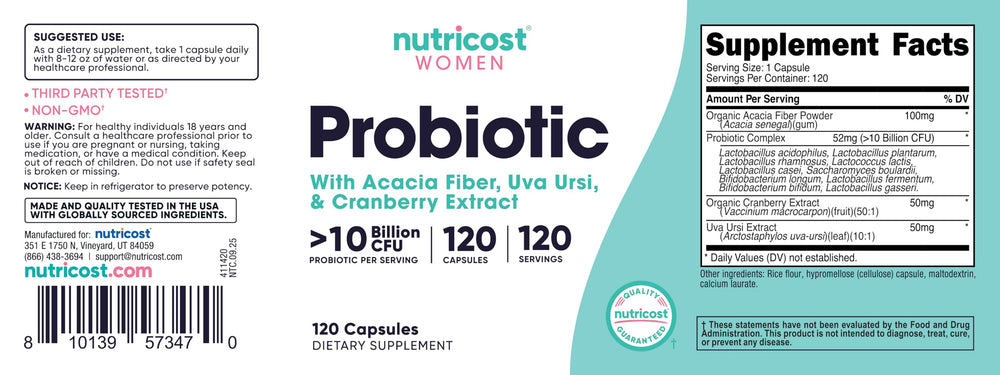 Nutricost etiqueta con ingredientes y garantías de calidad visibles