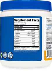 Nutricost etiqueta nutricional detallando 8 g EAAs por porción y lista de aminoácidos