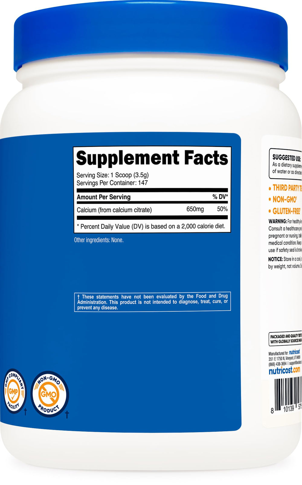 Nutricost etiqueta nutricional y certificaciones, confianza en calidad