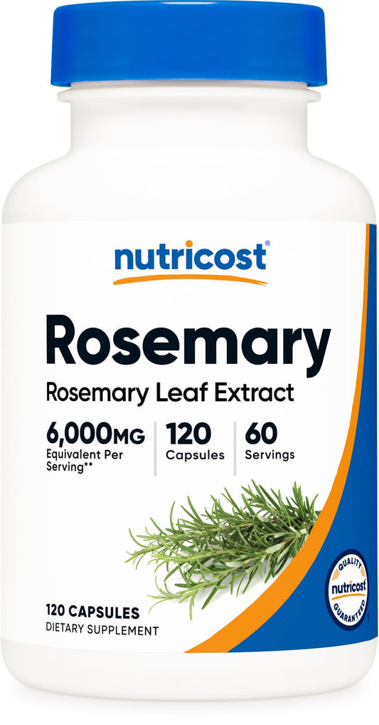 Nutricost botella frontal mostrando 120 cápsulas y conveniencia diaria