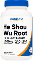 Nutricost frasco frontal mostrando 240 cápsulas y conveniencia