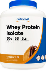 Nutricost frente del envase mostrando etiqueta y beneficio de 30 g proteína