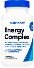 Nutricost frasco frontal mostrando 120 cápsulas y beneficio conveniencia