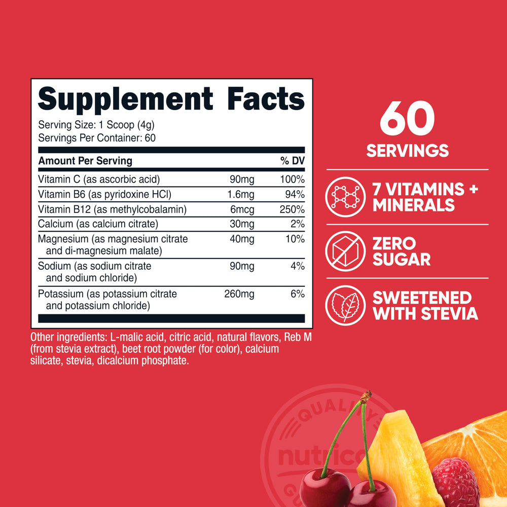 Nutricost polvo Fruit Punch detalle de textura, mezcla fácil y disolución rápida