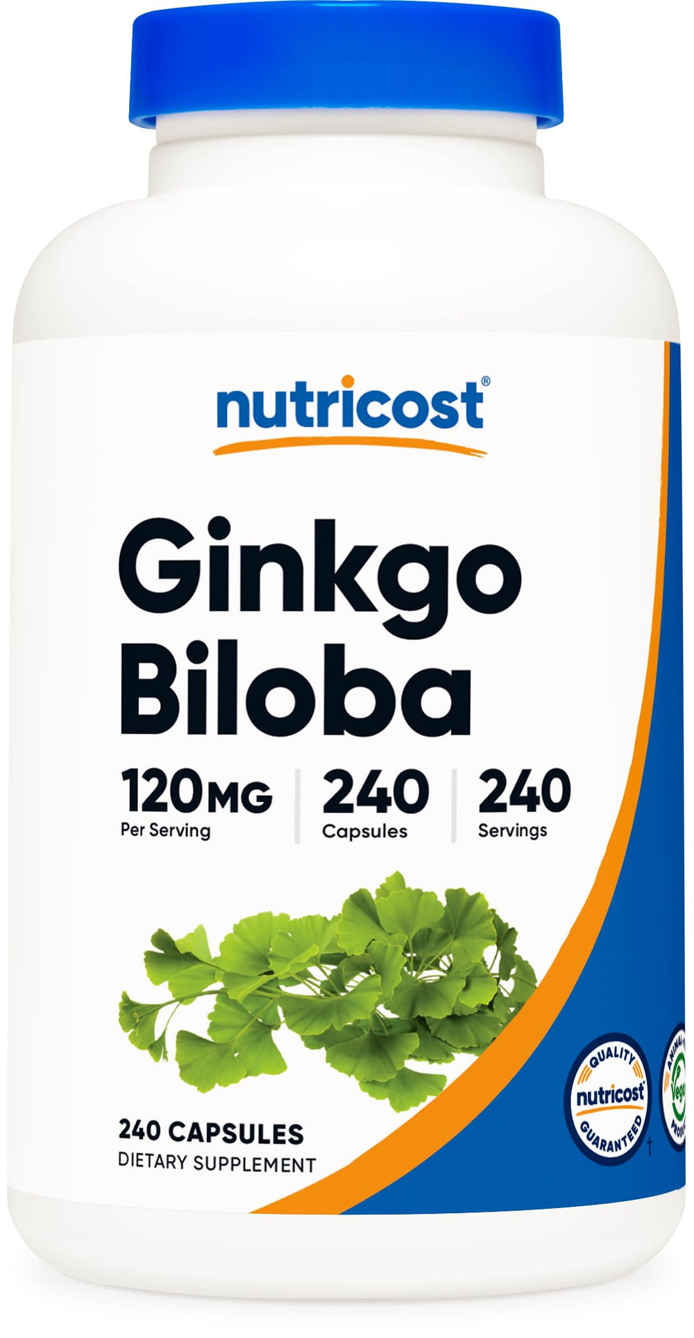 Nutricost frasco frente mostrando etiqueta y cantidad de cápsulas beneficios