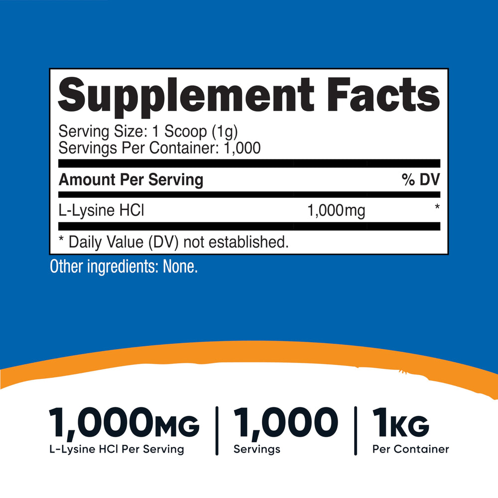Nutricost L-Lysine textura de polvo fino, fácil disolución y mezcla
