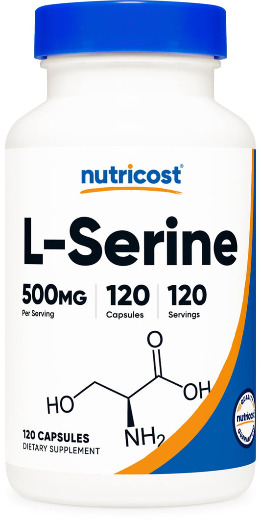 Nutricost L-Serine 500mg bottle front view for daily supplementation
