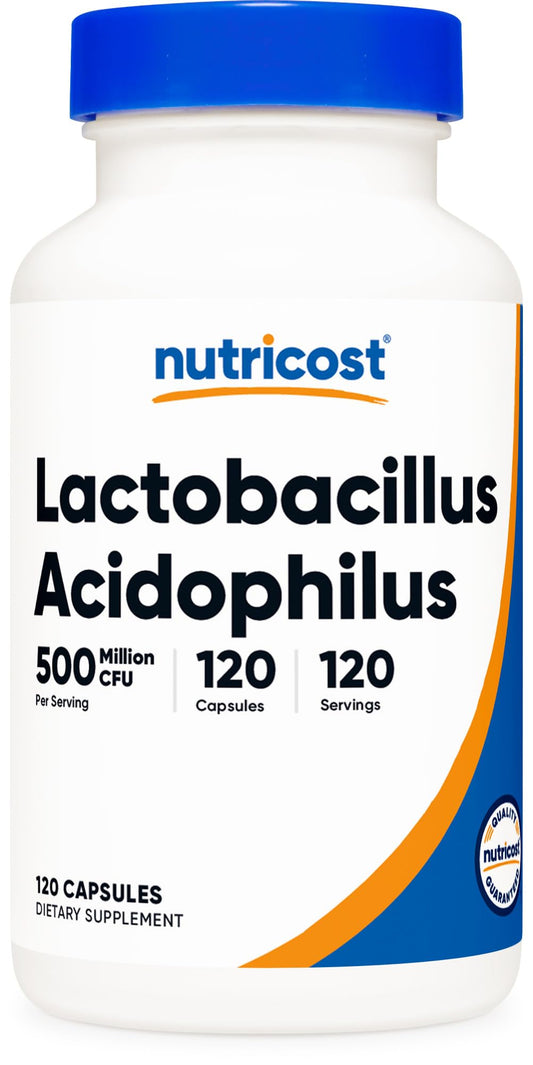 Nutricost Lactobacillus Acidophilus botella: toma diaria conveniente.