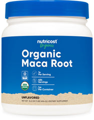 Nutricost envase frontal mostrando etiqueta clara y beneficio orgánico