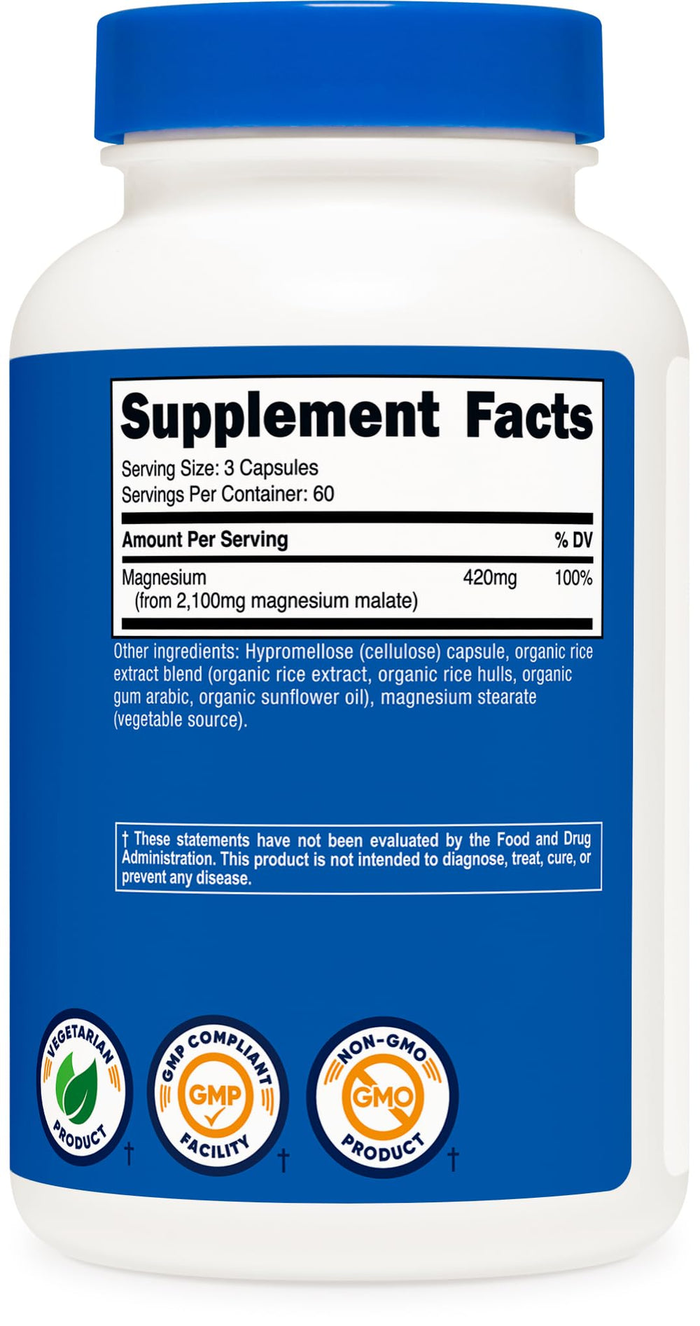 Nutricost Magnesium Malate ingredient graphic with molecular structure.