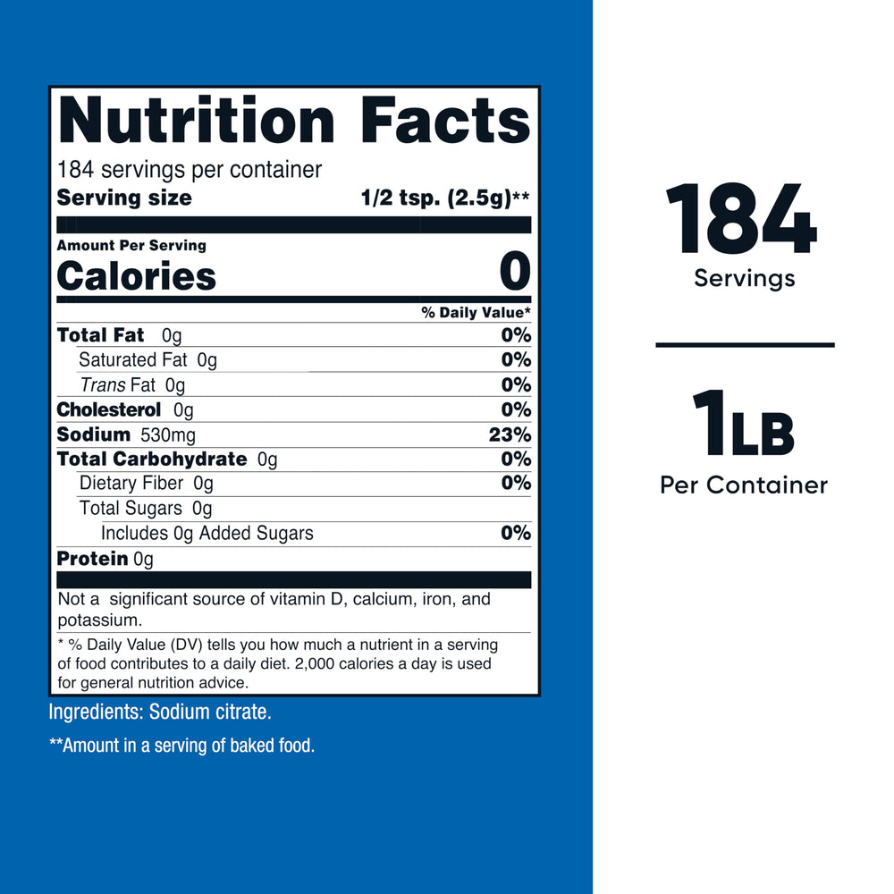 Polvo de Nutricost citrato de sodio, textura fina que facilita disolución