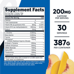 Nutricost polvo Peach Mango textura de cerca, fácil disolución y mezcla rápida